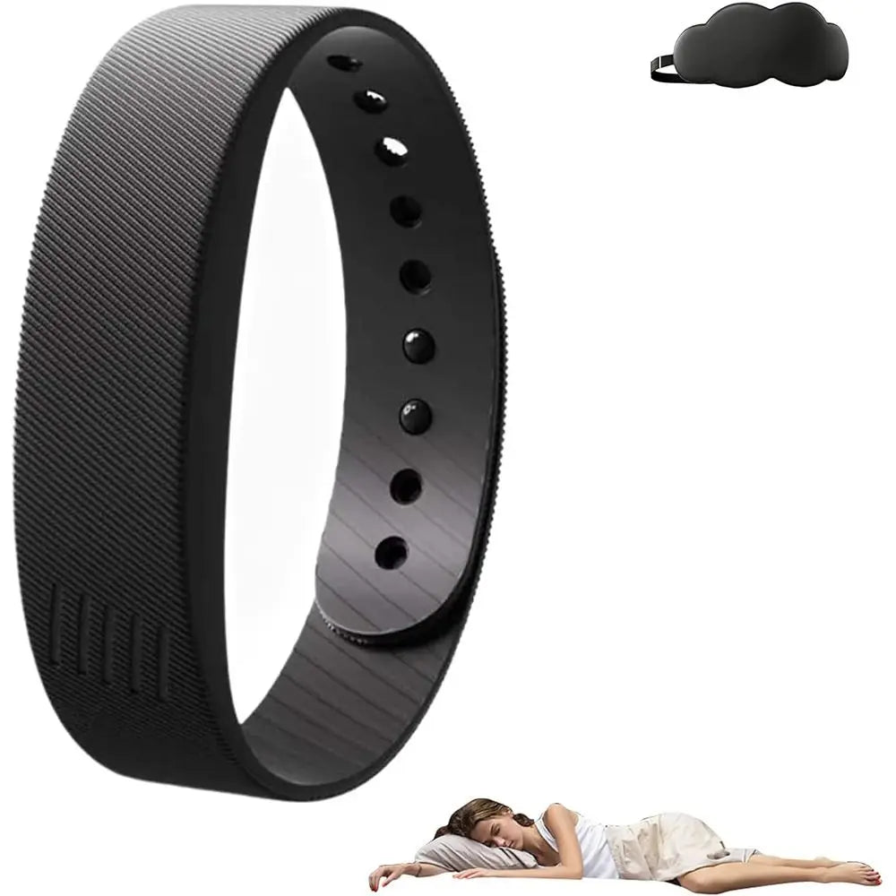 Shushmate band, black, showing the LED time display